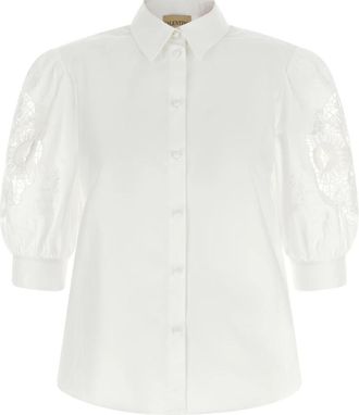 Valentino Garavani Katoenen Poplin Shirt - Dames - Overhemden - Wit - 2XS - Katoen - Overhemden
