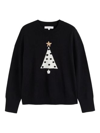 Chinti and Parker Sweater met stippen en kerstboom - Zwart