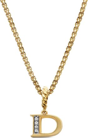 David Yurman Pendente Pav&eacute; Initial in oro giallo 18kt