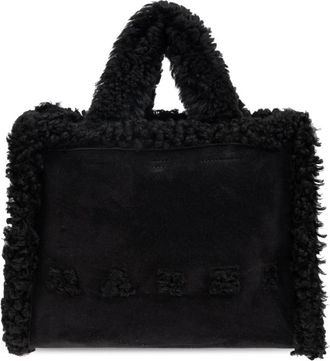 Marni Rechthoekige Schoudertas met Shearling Trim - Dames - Shoppers - Zwart - ONE Size - Wol - Tassen