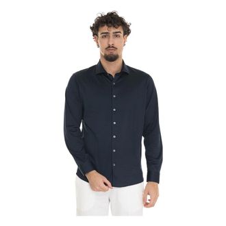Gran Sasso Lange mouwen katoenen overhemd Franse hals - Heren - Casual Overhemden - Blauw - M - Katoen - Overhemden