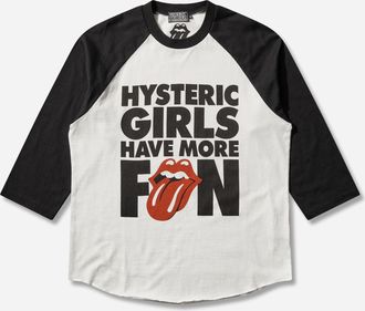 Hysteric Glamour Men s The Rolling Stones Have More Fun 3/4 Sleeve T-Shirt White