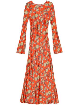 Ganni Maxi-jurk met bloemenprint - Oranje