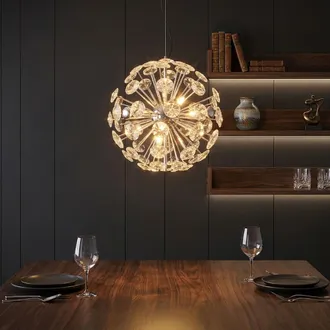 Globo Lighting Lampada A Sospensione Per Sala Da Pranzo, Regolabile In Altezza, Metallo Argentato, &Oslash; 45 Cm