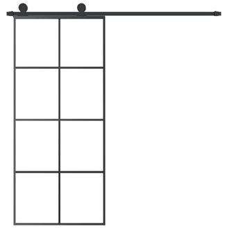 Berkfield Home Sliding Door with Hardware Set 90x205 cm ESG Glass&Aluminium in Black