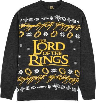 The Lord Of The Rings Adults Christmas Jumper | Mens Ladies Movie Logo Festive Black Knitted Sweater | Presents for Him Her XXL