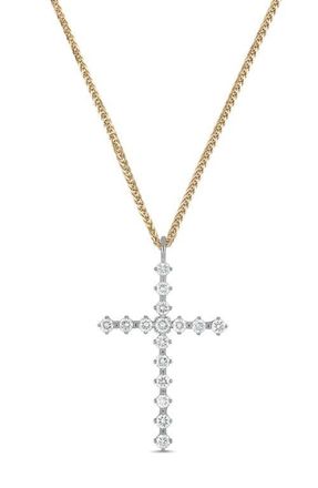 Bony Levy 18K Gold Liora Diamond Cross Pendant Necklace in Two Tone at Nordstrom