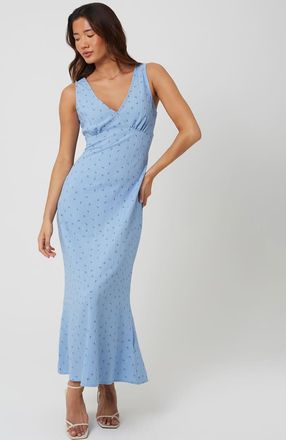Brave Soul Vestito midi blu a fiori con spalline sottili e scollo a V