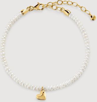 Monica Vinader Gold Heart Mini Pearl Bracelet Pearl