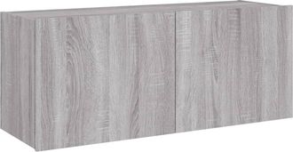 vidaXL Mueble De Tv De Pared Con Luces Led Gris Sonoma 100x35x41 Cm Vidaxl