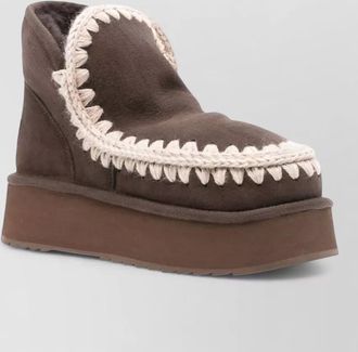 Mou shearling-lined whipstitch ankle slippers
