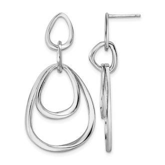 Diamond2Deal Sterling Silver Polished Drop Dangle Earrings