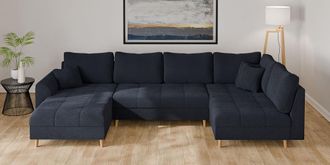 HOME AFFAIRE Wohnlandschaft »CHARRE U-Form mit Ottomane, Masse B/T/H: 310/161/81 cm« feine Steppung, lose Rücken- und Zierkissen, auch in Cord und Bouclé