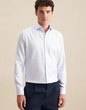 Seidensticker Seidensticker Mens Regular Fit No Iron Spread Kent Structured Business Shirt Light Blue - Size: Regular/42
