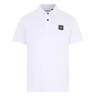 Stone Island Polo Shirts, male, White, Size: XL Cotton Piqu&eacute; with Stretch Polo