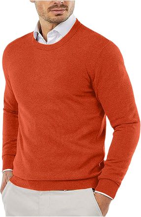 Generic Mens Jumpers - Sweaters for Men UK Plain Crew Neck Plus Size Tops Fine Knit Ribbed Collar Long Sleeve Regular Fit Jumper Autumn Winter Warm Casual Com