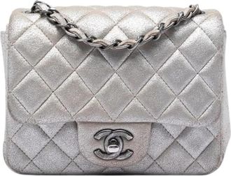 Chanel Pre-owned Vintage Quilted Flap Crossbody - Dames - Vintage Schoudertas - Grijs - ONE Size - Leer - Vintage