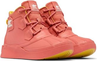 Sorel Womens Out N About Iv Splashy Waterproof Boot In Coral Blossom, Sea Salt