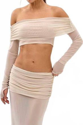 Bananhot Lena Off-The-Shoulder Shirt In Macadamia