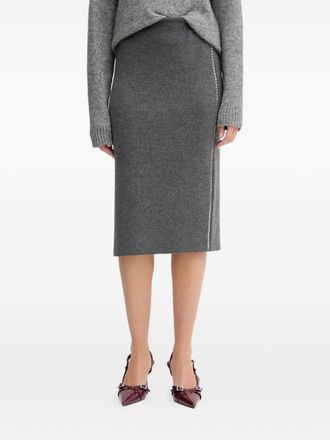 Simona Corsellini Verfraaide midi-rok - Grijs