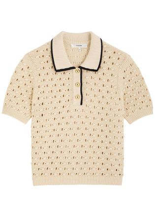 Frame Denim The Bauble Open-knit Polo Shirt - Cream - S (UK8-10 / S)