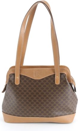 Celine Brown Leather Coated Canvas Handbag Shoulder Bag Tote Bag (Pre-Owned)