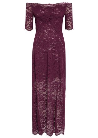 Paco Rabanne Off-the-shoulder Lace Maxi Dress - Purple - 38 (UK10 / S)
