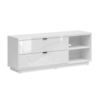 Petits Meubles Mueble tv 2 cajones 2 compartimientos paneles de madera revestidos