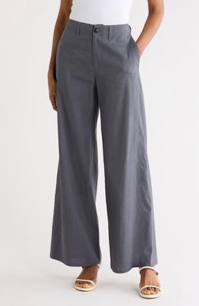 Rag & Bone Serena Linen High Rise Trousers in Fut Grey at Nordstrom Rack, Size 14