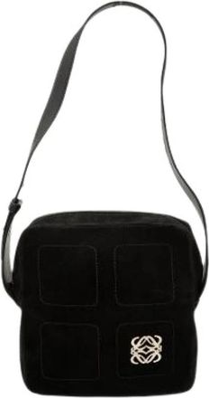 Loewe Pre-owned Suede Shoulder Bag - Dames - Vintage Schoudertas - Zwart - ONE Size - Leer - Vintage