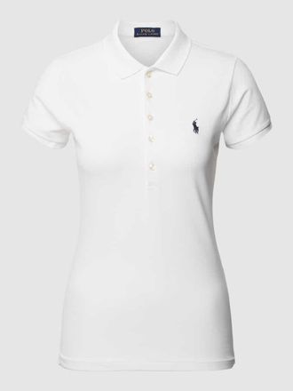 Polo Ralph Lauren Slim Fit Poloshirt mit Logo-Stitching Modell JULIE in Weiss, Größe XXL