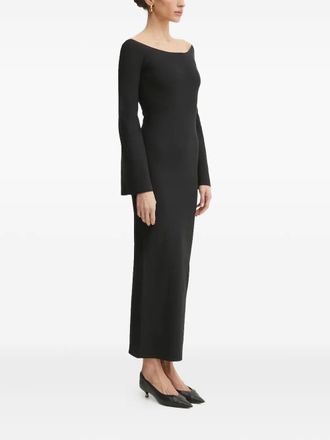 Liviana Conti Maxi-jurk met klokmouwen en boothals - Zwart