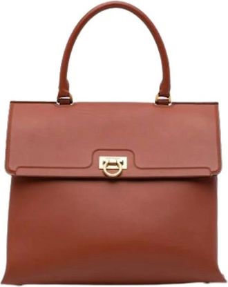 Ferragamo Pre-owned Handbags, female, Brown, Size: ONE SIZE Pre-owned Leather Handbag