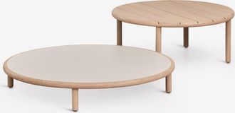 Sklum Set De 2 Mesas De Centro Para Jard&iacute;n Redondas En Madera De Acacia Olivia Sklum