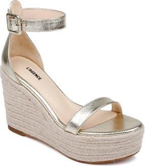L'agence Avice Ankle Strap Espadrille Platform Wedge Sandal in Gold at Nordstrom Rack, Size 7.5