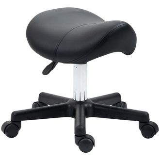HOMCOM Saddle Stool Adjustable Rolling Salon Chair for Massage Spa Beauty Black | TJ Hughes