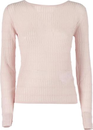 Max Mara Maglia-Canottiera-Top Pedone - Dames - Ronde hals truien - Roze - L - Wol - Truien & Vesten