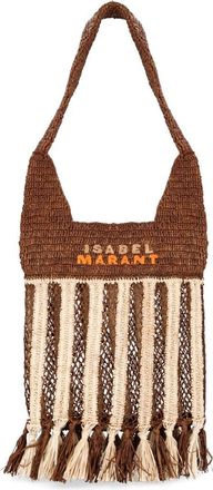 Isabel Marant Brown Praia Striped Raffia Shoulder Bag