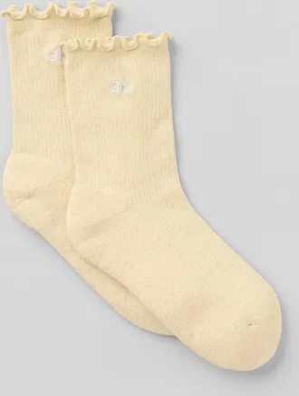 Alo | Womens Lettuce Edge Socks in Candlelight Yellow, Size: S/M (5-7.5)