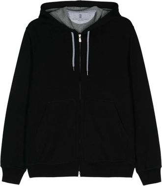 Brunello Cucinelli Zwarte Truien voor Mannen - Heren - Vesten met rits - Zwart - 2XL - Hoodies & sweatvesten