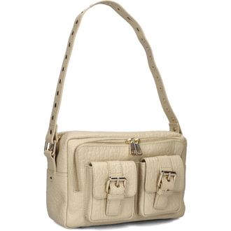N&uacute;noo Tassen, Dames, Beige, ONE Size, Beige Leren Schoudertas Ellie Buckle