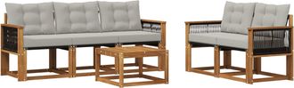 vidaXL Conjunto De Sof&aacute;s De Exterior 6 Uds. Natural Y Gris Claro Vidaxl