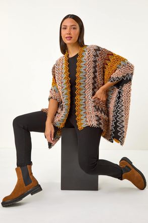 Roman Boucle Patterned Cape