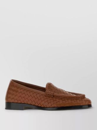Bottega Veneta silenzio leather loafers woven design