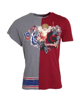 Dolce & Gabbana Mens Multicolor Graphic Short Sleeve T-Shirt Cotton