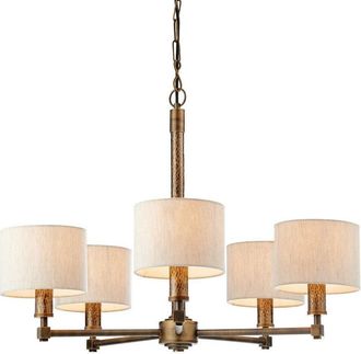 Loops Multi Light Ceiling Pendant 5 Bulb BRONZE White Shade Vintage Chandelier Lamp