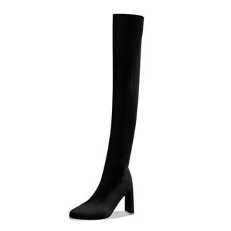 Generic Winter Womens Winter Fashion High Heeled Over The Knee Boots Knitted Stretchable Long Boots with Comfortable Fit and Stylish Design for Cold Weather (