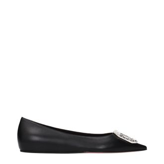 Amina Muaddi Ballerina Camelia Damen Leder Schwarz