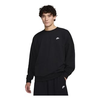 Nike Club Fleece Oversized French Terry Crewneck Sweatshirt Asia Sizing Black HJ1820-010