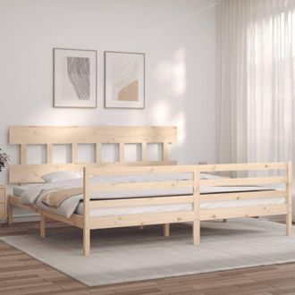 vidaXL Estructura De Cama Con Cabecero Madera Maciza 200x200 Cm Vidaxl
